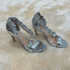 SCHUTZ new Aime  Cracked metallic d’Orsay leather sandals